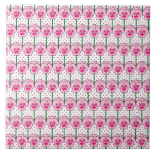 Carreau Pansies roses - motif papier peint rétro