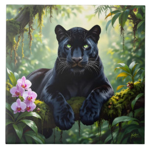 Carreau Panthère noire dans la jungle