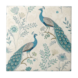 Carreau Paon Élégant Floral Vintage (16)