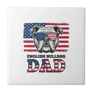 Carreau Papa Bouledogue Anglais Patriotique Design de Chem