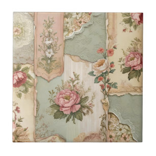 Carreau Papier et Fleurs Vintage