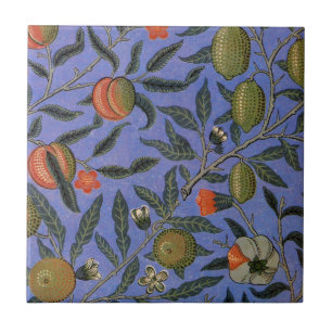 Carreau Papier peint coloré grenade bleu William Morris