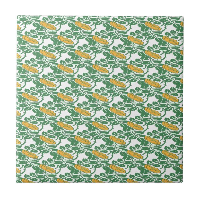 Carreau Papier peint floral Art Nouveau Green Buttcup (Devant)