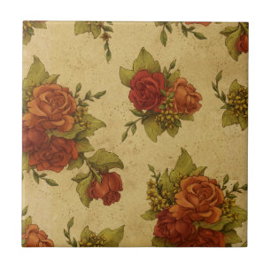 Carreau Papier peint floral Vintage, Roses rouges déçues