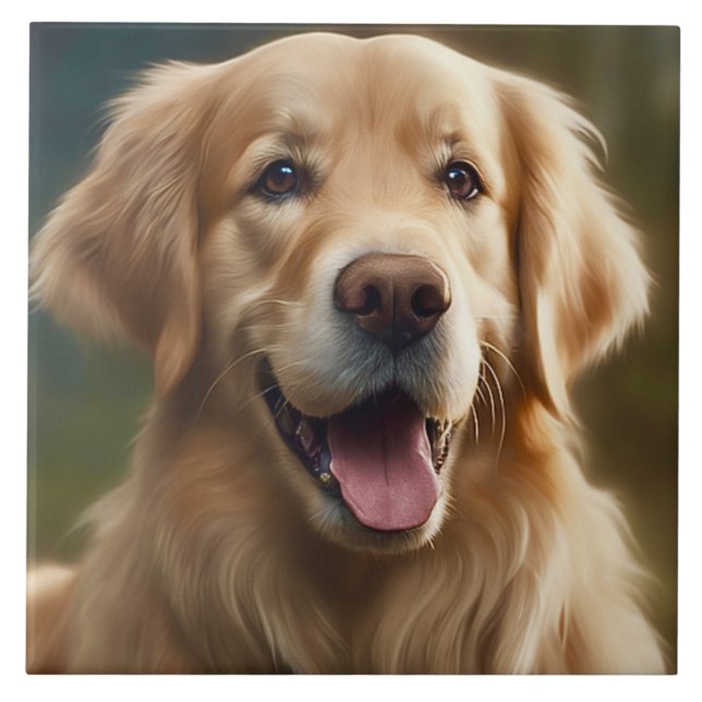 Carreau Papier poterie Golden Retriever Chien Portrait (Devant)