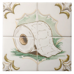 Carreau Papier Toilette Blanc & Or Rouleau Drôle Carrelage