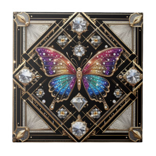 Carreau Papillon arc-en-ciel Art Déco Néo-Rétro