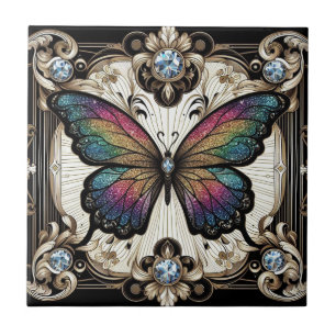 Carreau Papillon arc-en-ciel Art Déco Néo-Rétro
