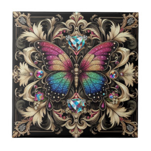 Carreau Papillon Arc-en-Ciel Art Déco Rétro Nouveau