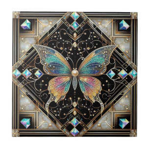 Carreau Papillon arc-en-ciel Art Déco rétro Nouveau