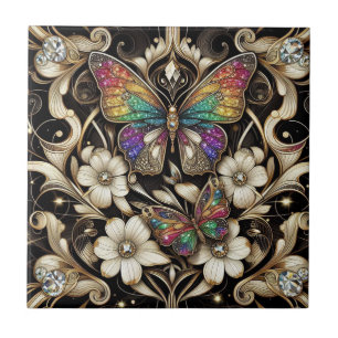 Carreau Papillon arc-en-ciel Art Déco rétro Nouveau
