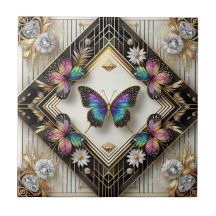 Carreau Papillon arc-en-ciel Art Déco rétro Nouveau