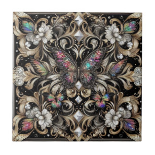 Carreau Papillon Arc-en-ciel Rétro Art Déco Nouveau