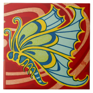 Carreau Papillon Art Nouveau vintage par Gisbert Combaz