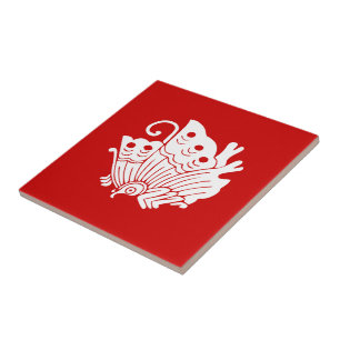 Carreau Papillon asiatique Japonais Conception Kamon