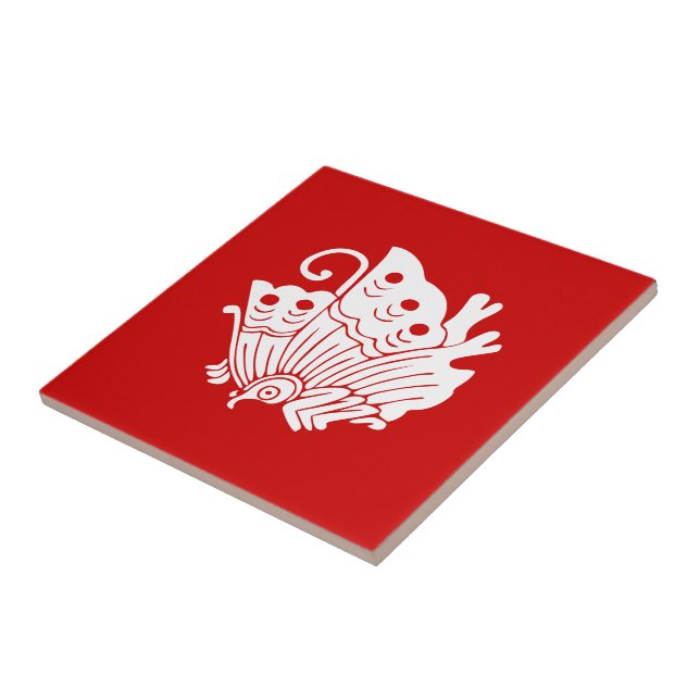 Carreau Papillon asiatique Japonais Conception Kamon (Côté)