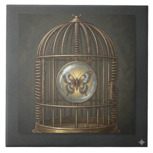 Carreau Papillon de cage à oiseaux surréaliste gothique Ar