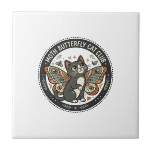 Carreau Papillon de nuit Chat POD Art Vectoriel - Papillon