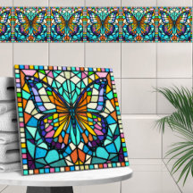 Papillon en mosaïque colorée