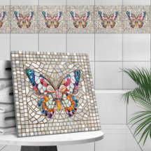 Papillon en mosaïque colorée