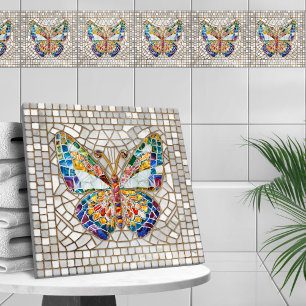 Carreau Papillon en mosaïque colorée