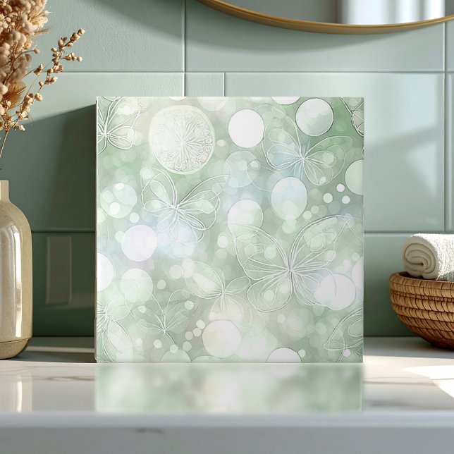 Carreau Papillon Éthéré Lumineux Vert ID1184b (Créateur téléchargé)