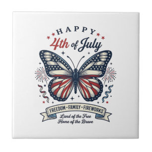 Carreau Papillon Patriotique Bonne Fête du 4 Juillet Conce