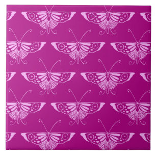 Carreau Papillon stylisé Déco - magenta et rose