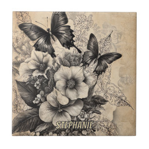 Carreau Papillon Swallowtail Antique Botanique