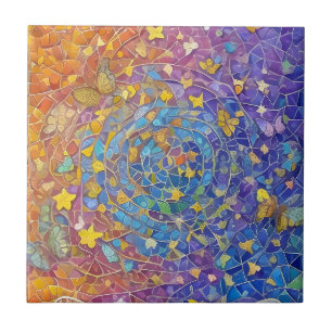 Carreau Papillons Abstraits, étoiles et vortex spirituel