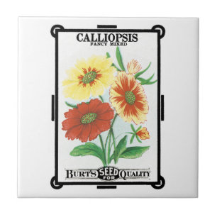 Carreau Paquet de semences vintage Art Étiquette, Fleurs C