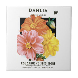 Carreau Paquet de semences vintage, Fleurs de jardin Dahli