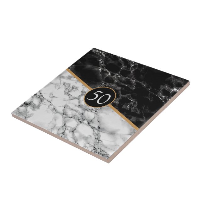 Carreau Par année Carrelage en céramique Faux Marbre noir  (Côté)