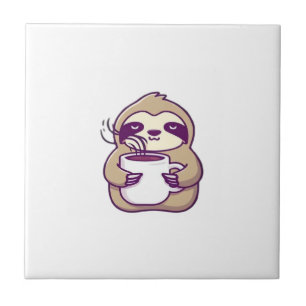 Carreau Paresseux Chibi Mignon avec Tasse à Café � Mignonn