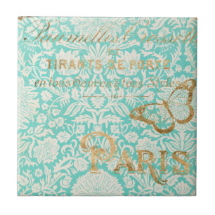 Carreau Paris Gold Design vintage Avec Papillon