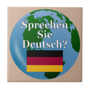 Carreau Parles-tu allemand ? en allemand. Drapeau et globe