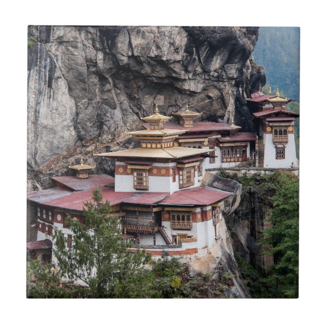 Carreau Paro Taktsang : Le monastère du nid de tigre - Bho (Devant)