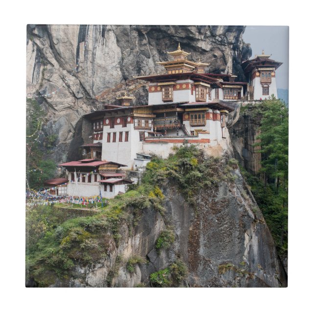 Carreau Paro Taktsang : Le monastère du nid de tigre - Bho (Devant)