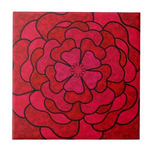 Carreau Parquet de fleurs rouges abstraites et fleuries