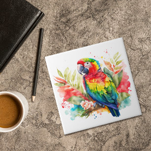 Carreau Parrot floral tropical coloré