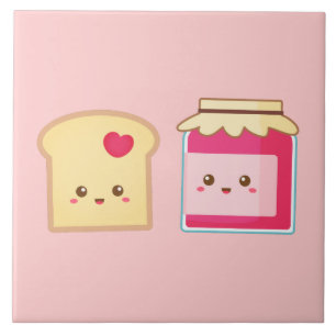 Carreau Partagez l'amour avec Toast et Confiture Mignons