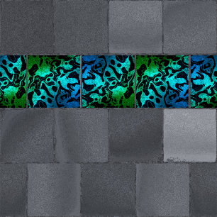 Carreau Parties scintillant bleue verte et noire motif ond