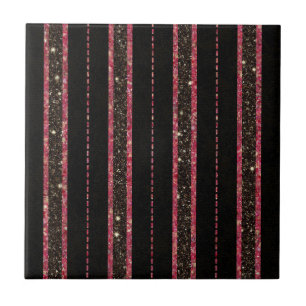 Carreau Parties scintillant de verre noir et rose Viva la