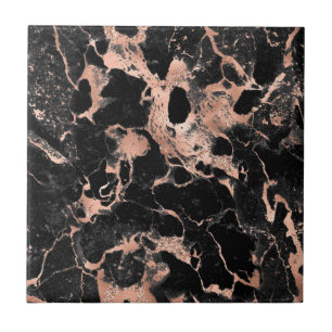 Carreau Parties scintillant en marbre noir rose or