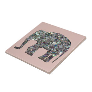 Carreau Parties scintillant en mosaïque argentée  rose ros