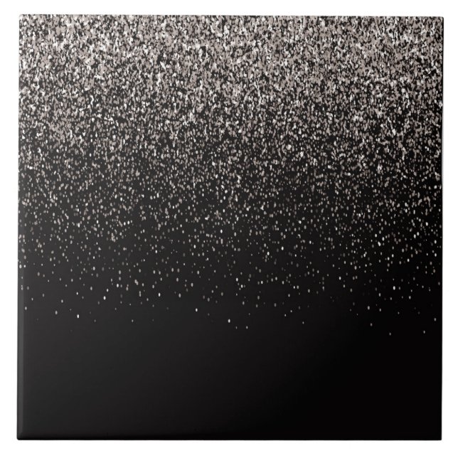 Carreau Parties scintillant noire et argent (Devant)