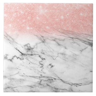 Carreau Parties scintillant rose Gold Blush Ombre en marbr