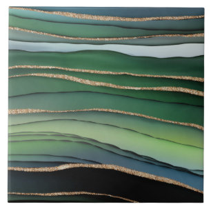 Carreau Parties scintillant verte et or Abstrait Motif en 
