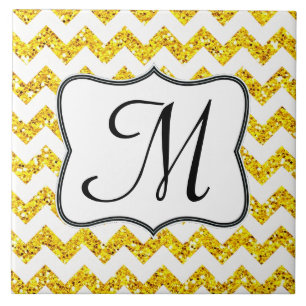 Carreau Parties scintillant Yello moderne Chevron Monogram