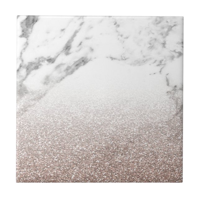 Carreau Parties scintillantes roses d'or sur le marbre (Devant)